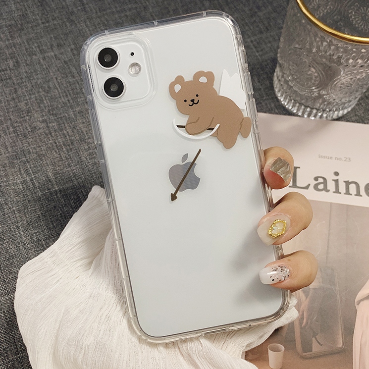 超人気商品かわいい透明感あるプリントクマ動物スマホケース Alsoall