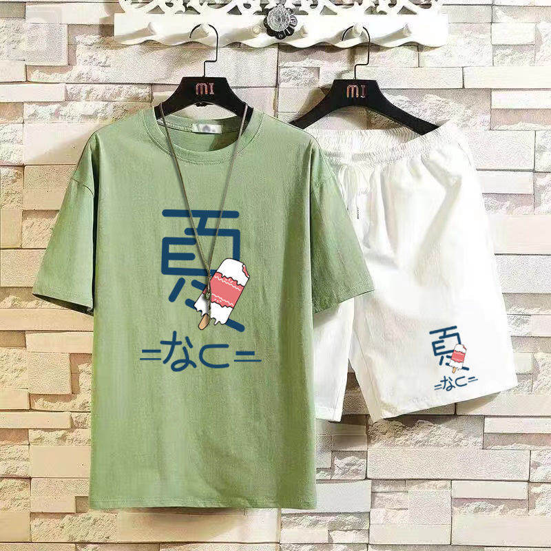 綠色/T恤+白色/短褲