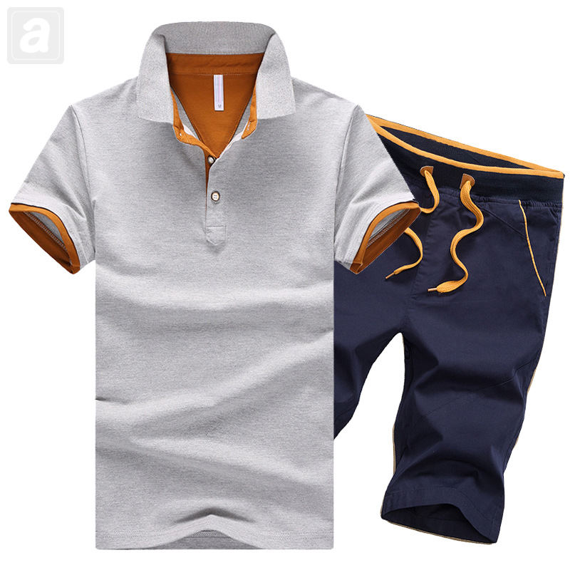 灰橙/T恤+深藍色/短褲