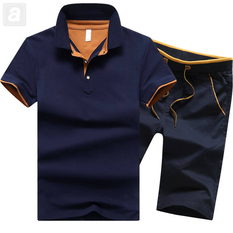 深藍橙T恤+深藍色/短褲