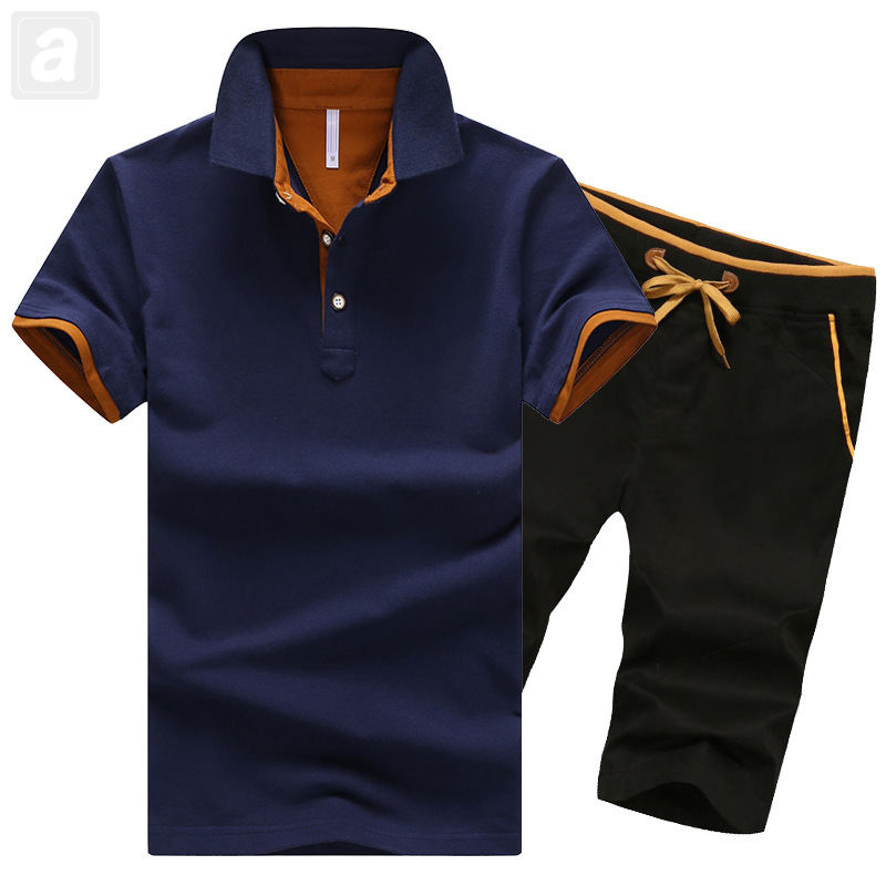 深藍橙T恤+黑色/短褲