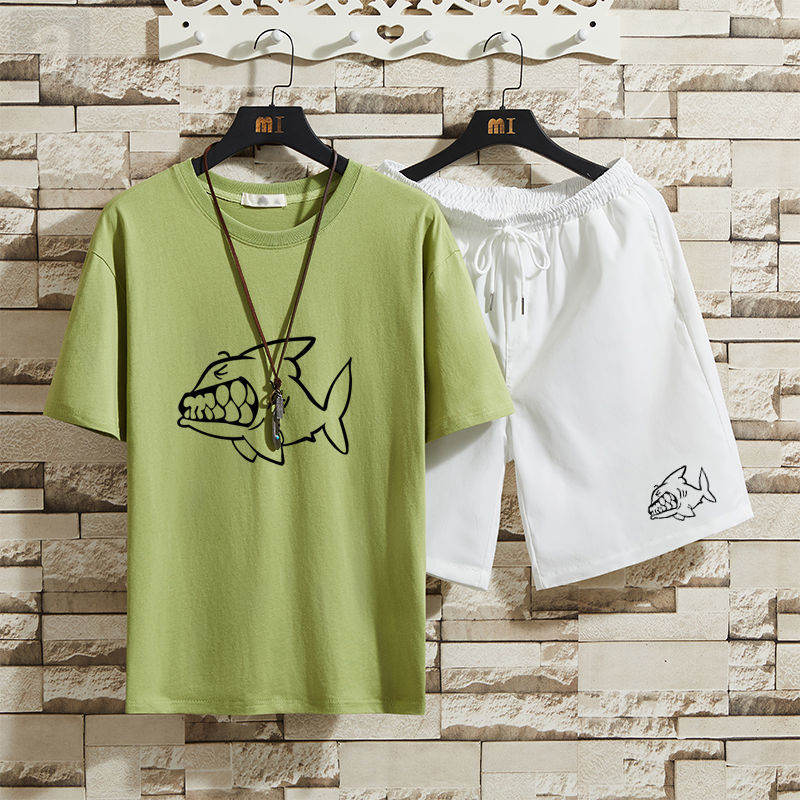綠色/T恤+白色/短褲