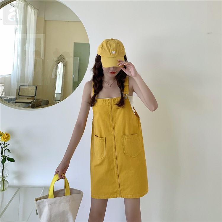 背帶裙/黃色