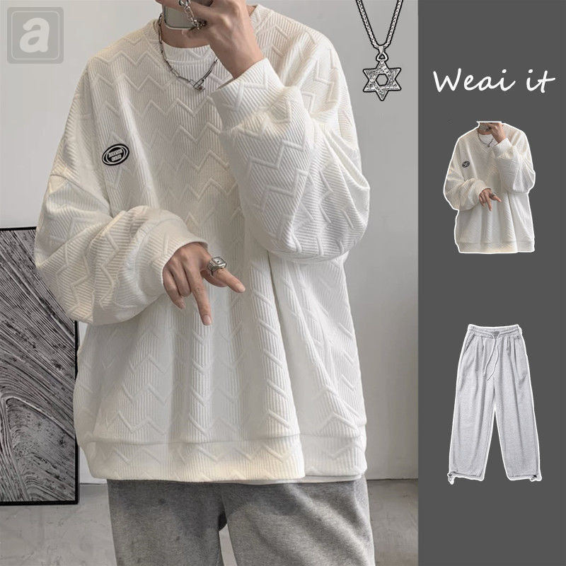 白色/衛衣+淺灰色/褲子