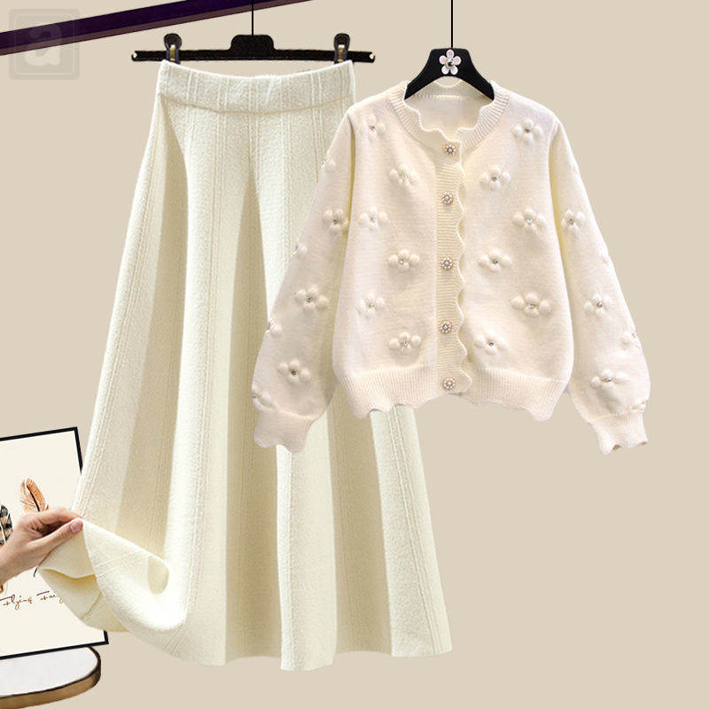 米白色/開衫+米色色/半身裙