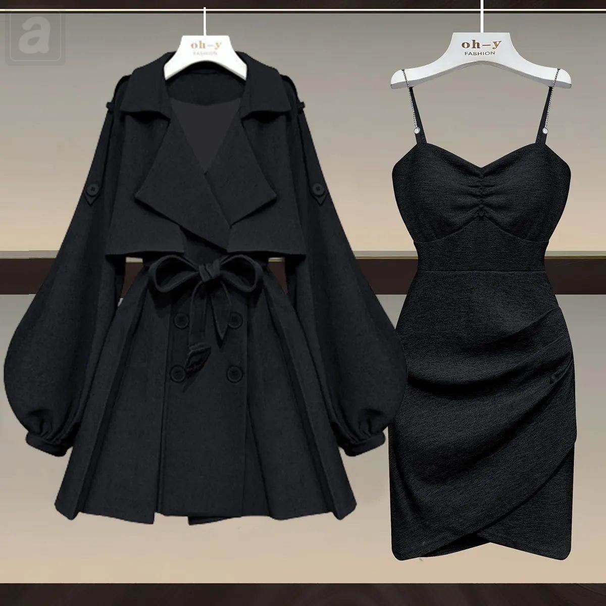 黑色/外套+黑色/吊帶裙
