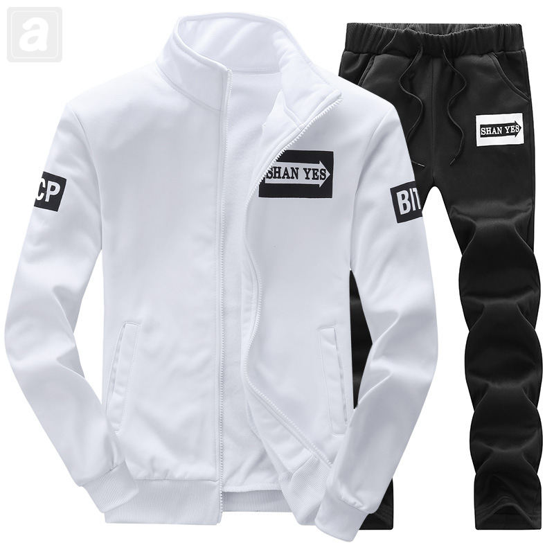 白色夾克+黑色褲子【兩件套】