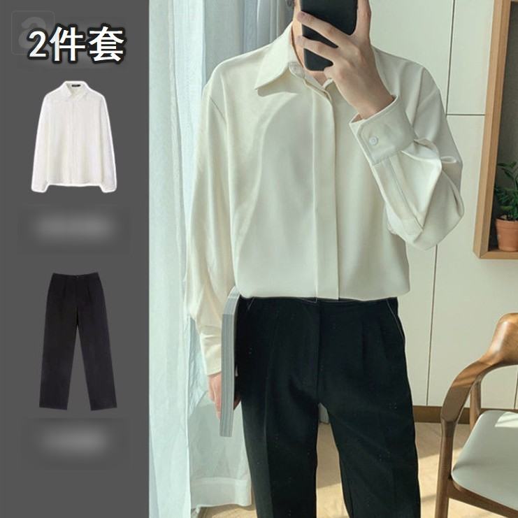 白色襯衫+黑色褲子/2件套
