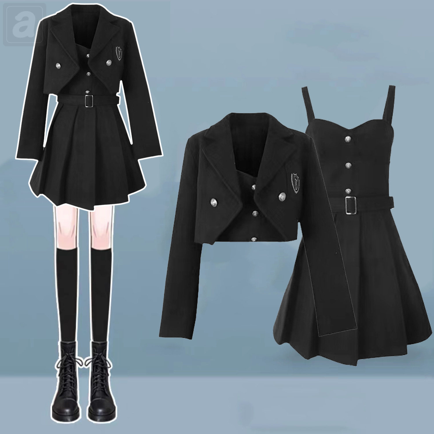黑色/西裝外套+黑色/吊帶裙