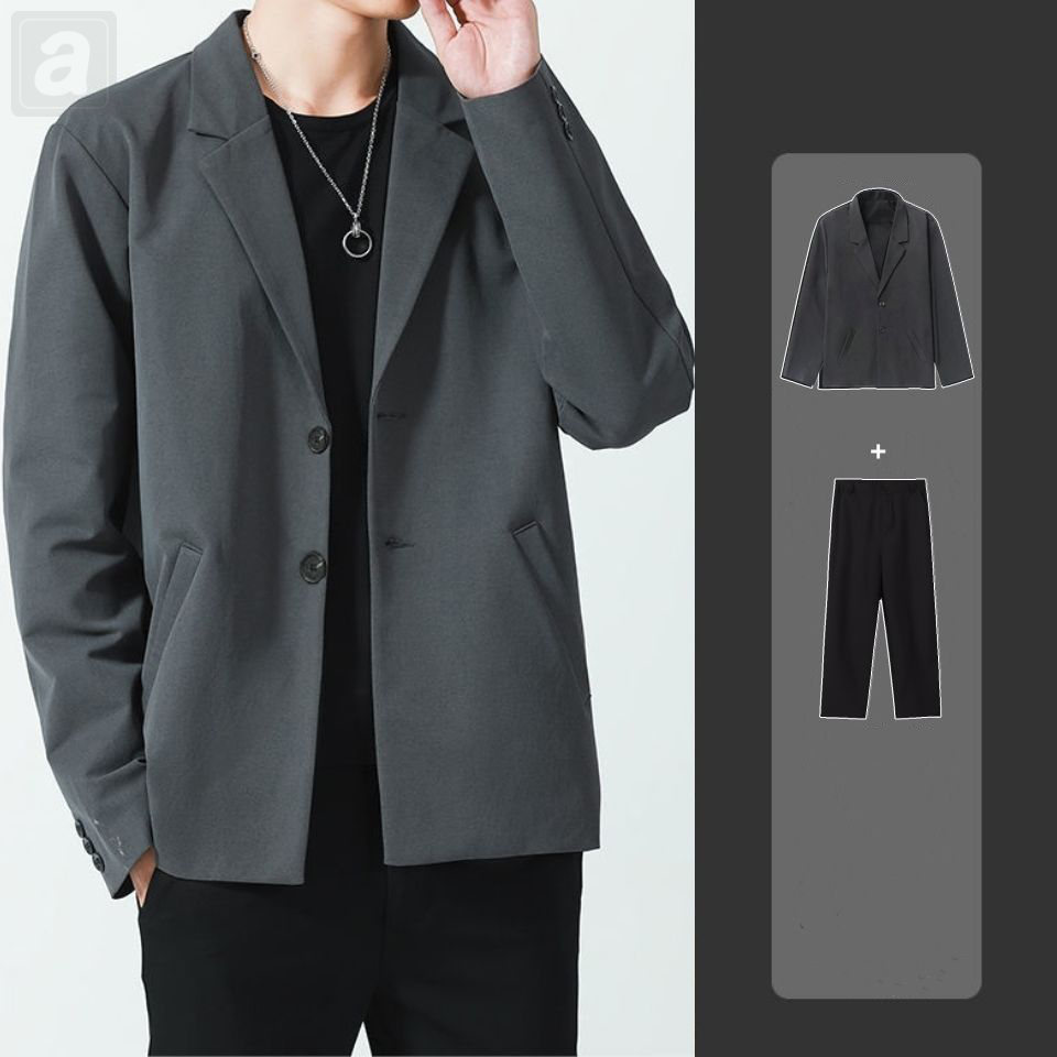 深灰色/西裝外套+黑色/褲子