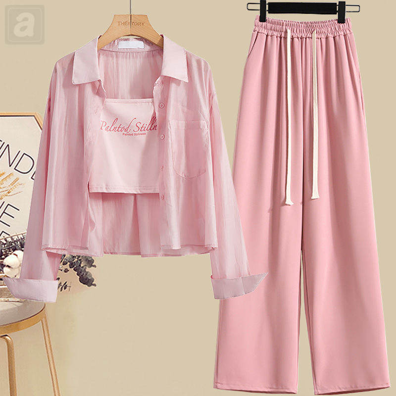 粉色/襯衫+粉色/吊帶+粉色/褲子