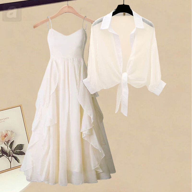 白色襯衫+白色連衣裙
