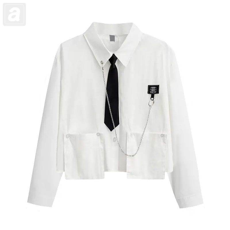 白色/襯衫+黑色領帶