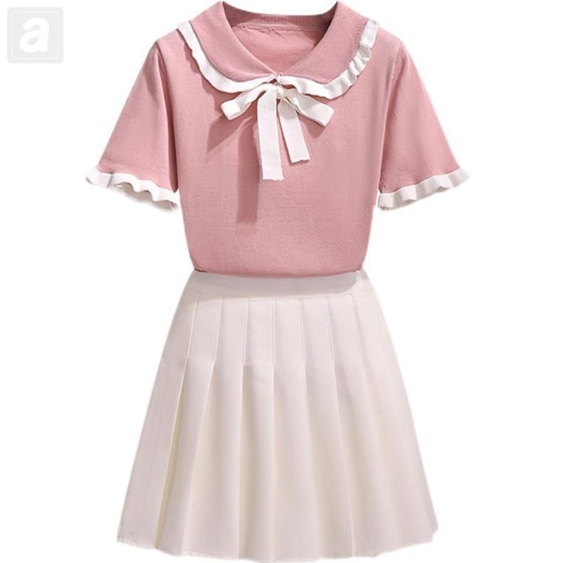 粉色/T恤+白色/短裙