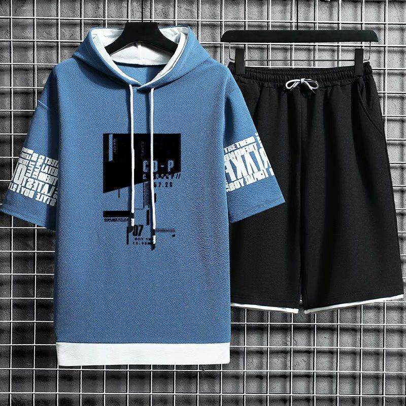 藍色02/T恤+黑色/短褲