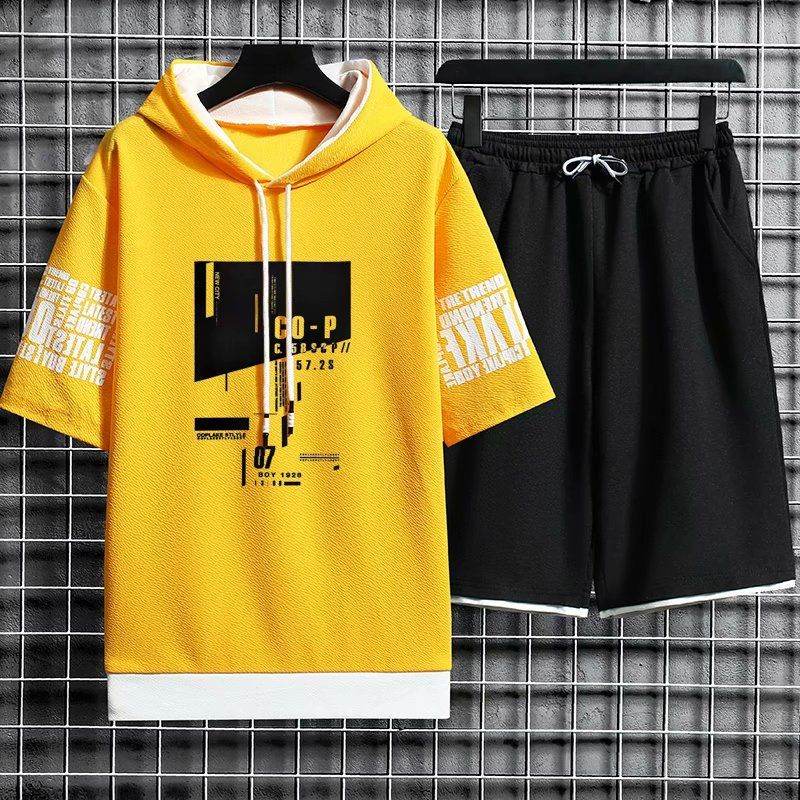 黃色02/T恤+黑色/短褲