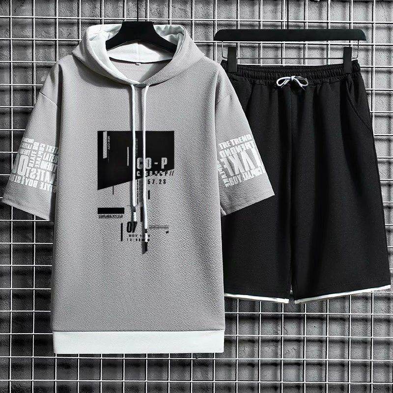 淺灰色02/T恤+黑色/短褲