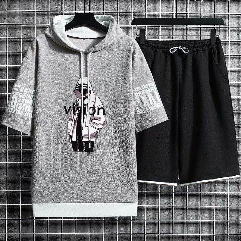 淺灰色03/T恤+黑色/短褲
