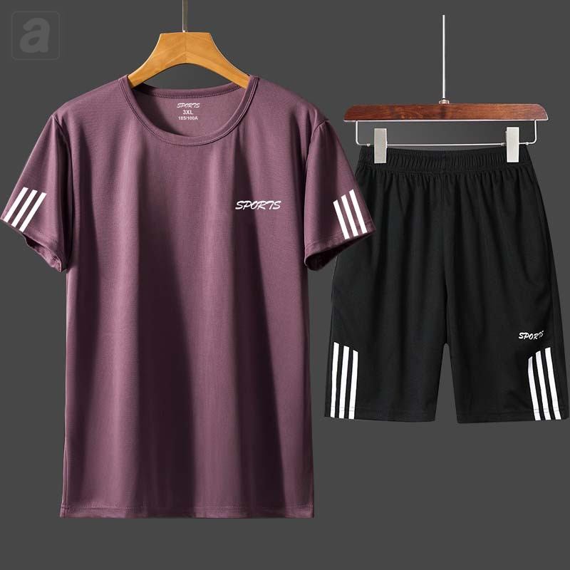 紫色/T恤+黑色/短褲
