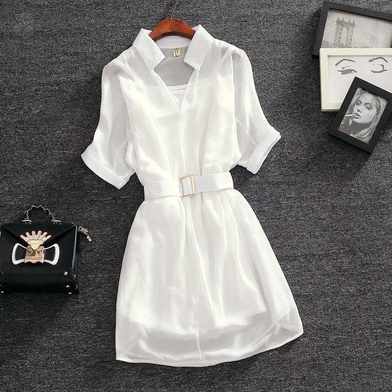白色/吊帶+白色/襯衫洋裝