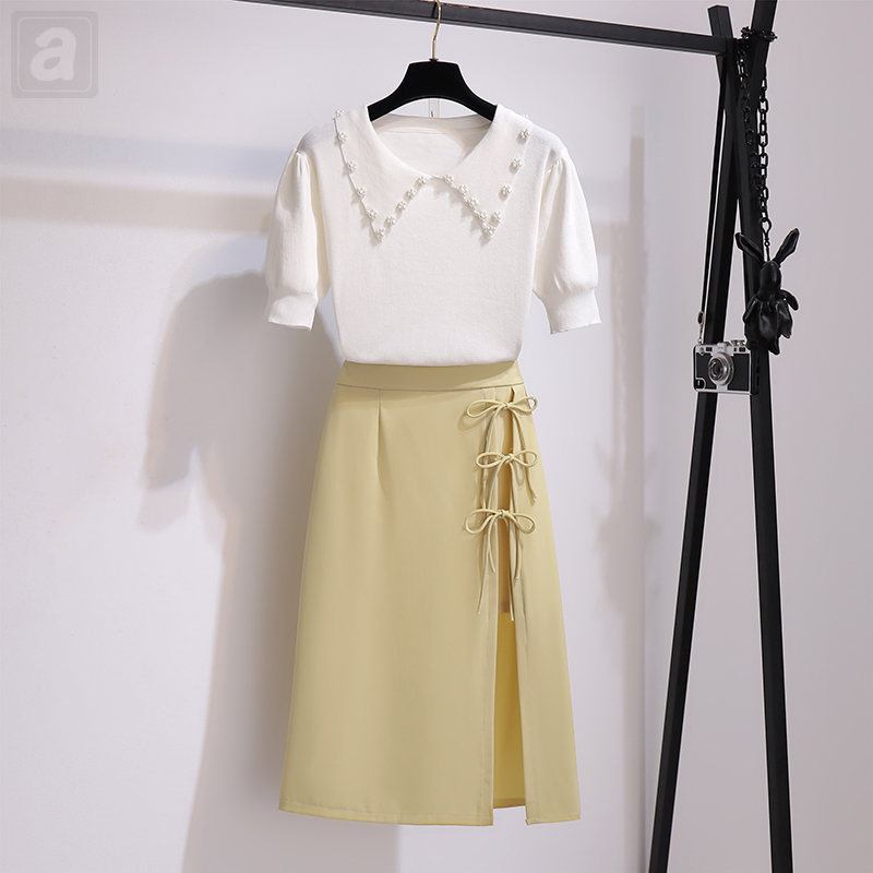白色/上衣+黃色/半身裙