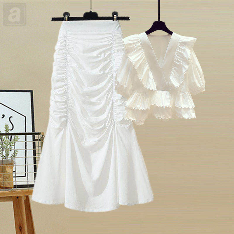 白色/雪紡+白色/半身裙類