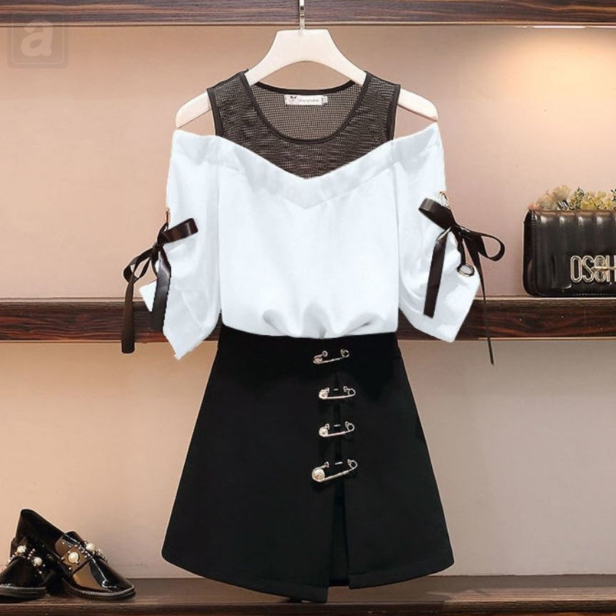 白色/上衣+黑色/半身裙