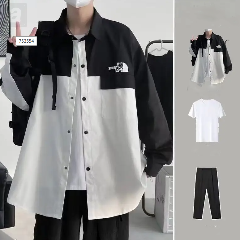 黑色/外套+黑色/褲子+白色/T恤