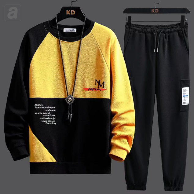 黃色01/衛衣+黑色/褲子