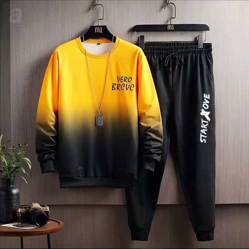 黃色/衛衣+黑色/褲子