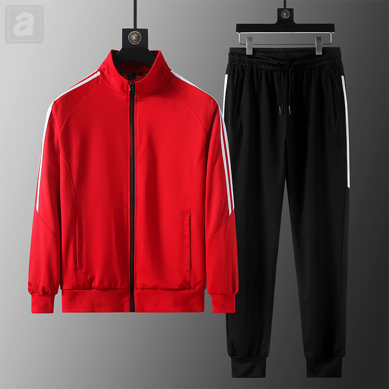 紅色/衛衣+黑色/休閒褲