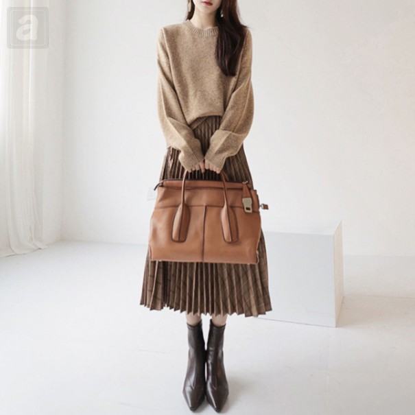 棕色/毛衣+棕色/半身裙/兩件套