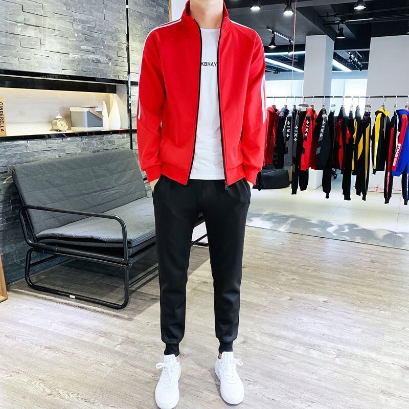 紅色/夾克+黑色/長褲