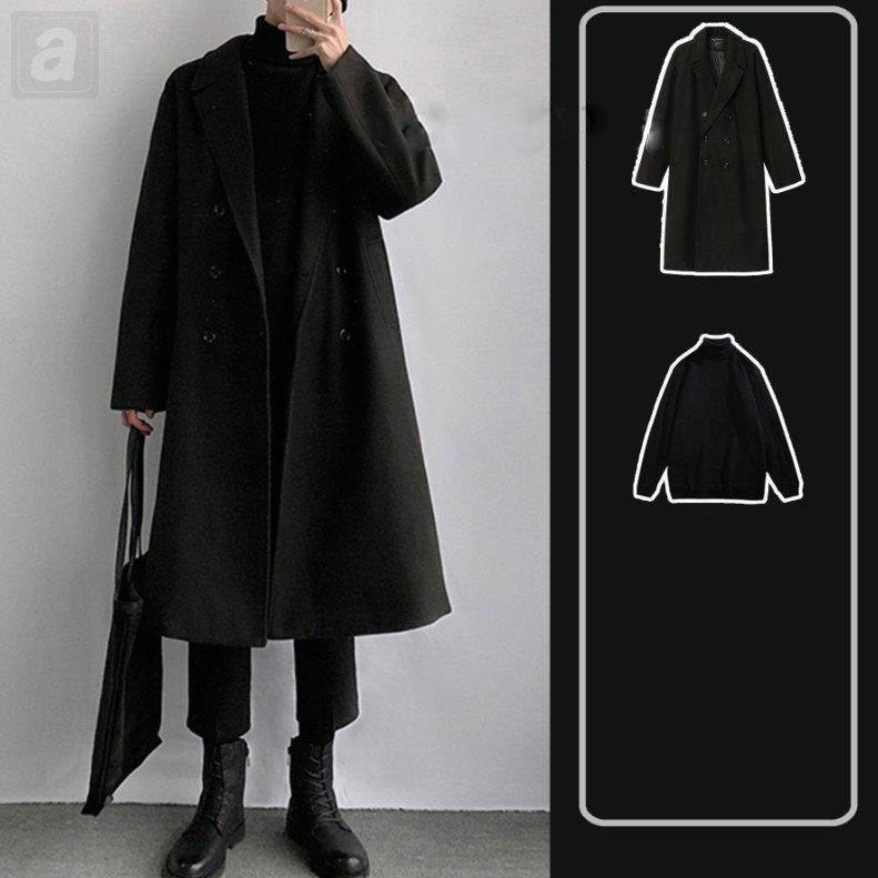 黑色/外套+黑色/毛衣