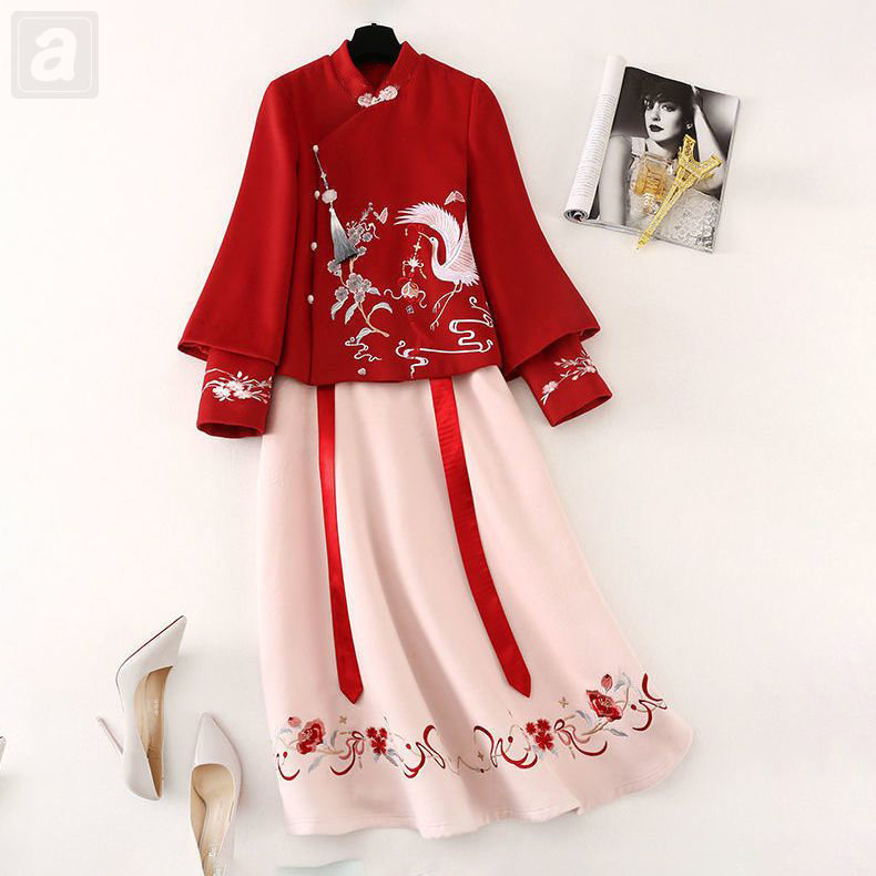 紅色/漢服+粉色/半身裙類（加絨）