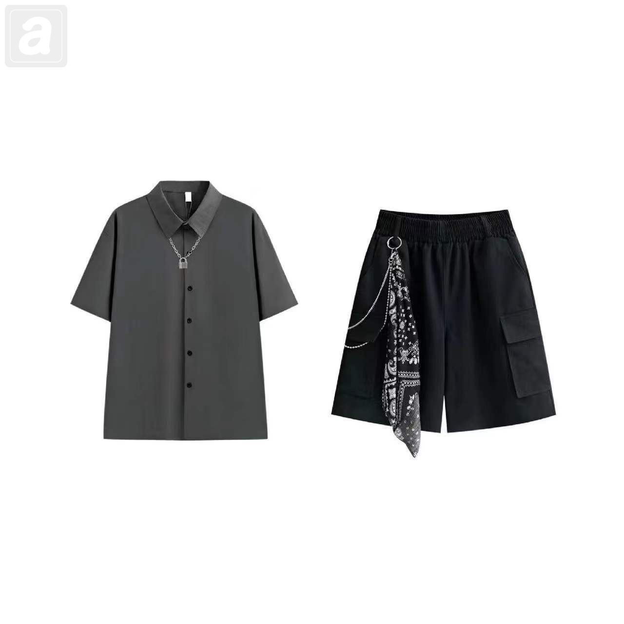 灰色/襯衫+黑色02/短裤