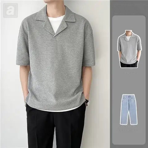 灰色襯衫+淺藍牛仔褲