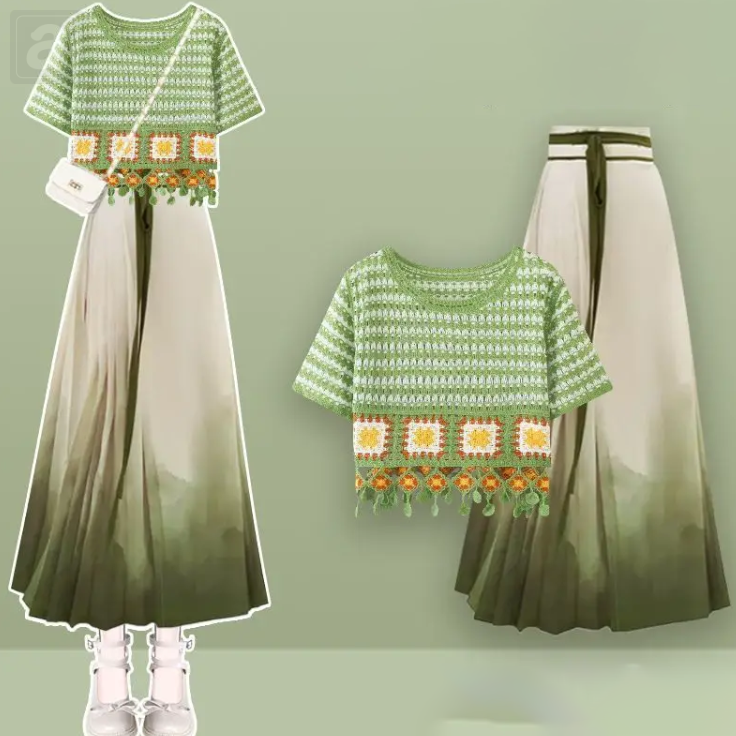 綠色/針織+綠色/半身裙